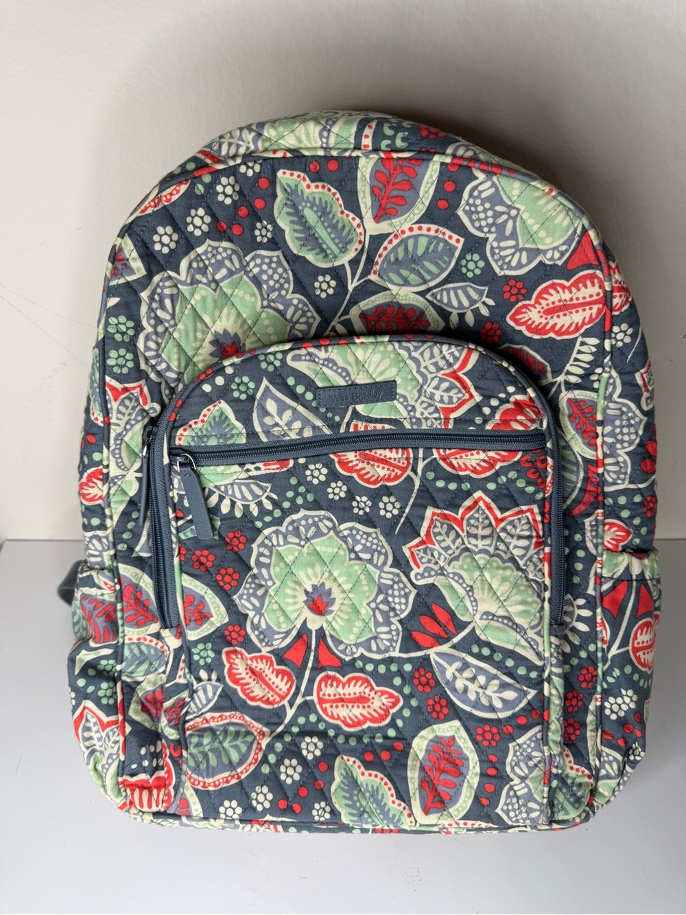 Vera Bradley Quilted Floral Backpack with Zipper Accents and Pockets, Multicolor